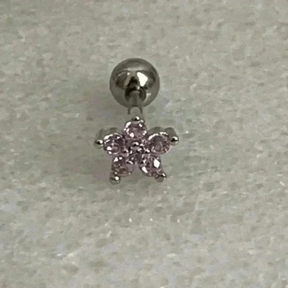 COPY - Sterling Silver Crystal Flower Cartilage Earring - Picture 2 of 3